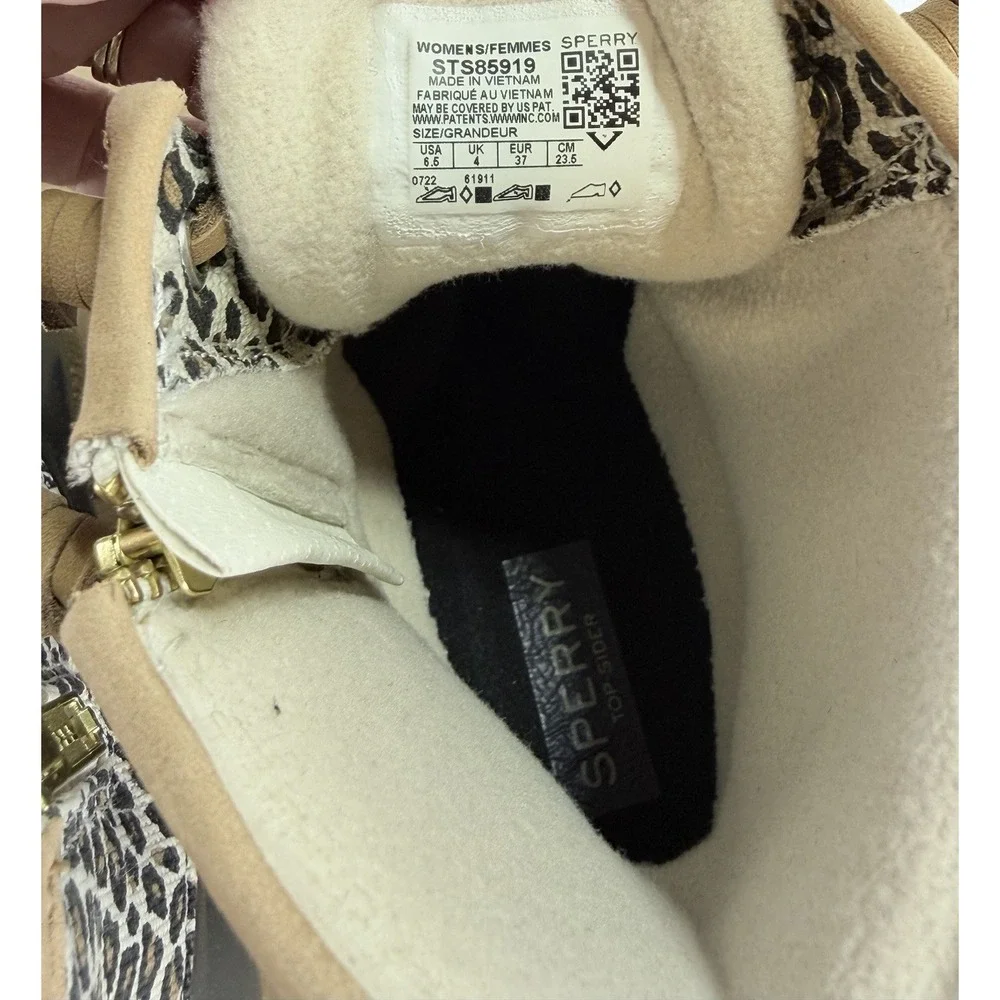 Sperry Saltwater Duck Boots Womens 6.5 Leopard Print Animal Multi STS85919